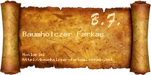 Baumholczer Farkas névjegykártya